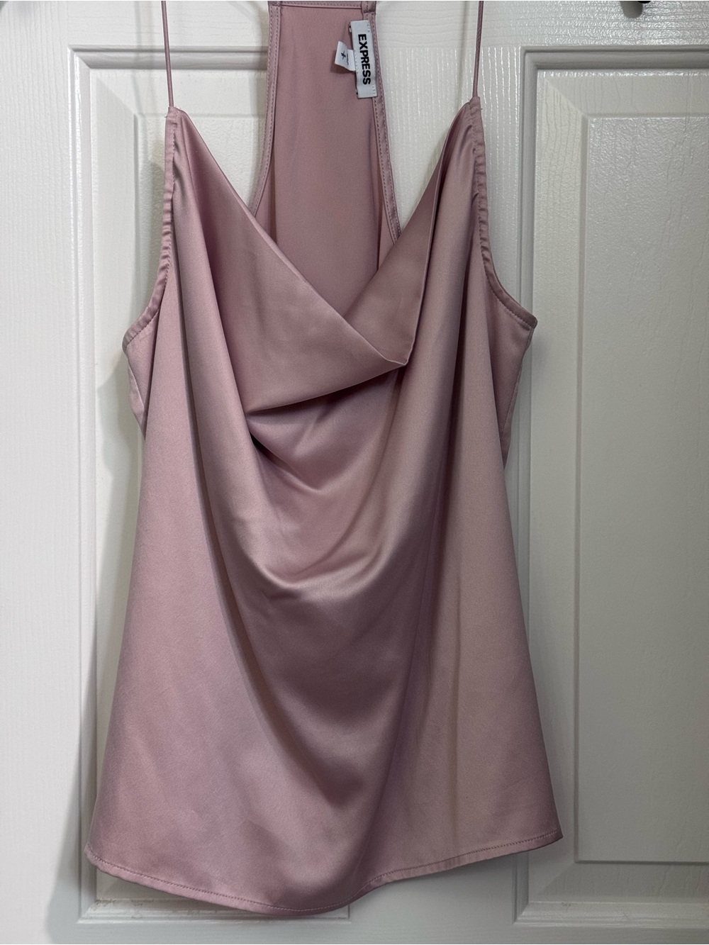 Express Dusty Rose Satin Cowl-Neck Strapless Slip Dress